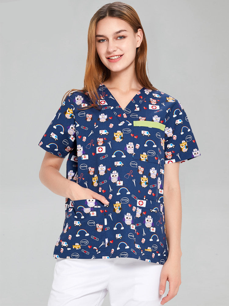 Printed hand washing clothes dinosaur begonia rabbit comfortable breathable overalls surgical gowns men's and women's dentistry, pediatrics