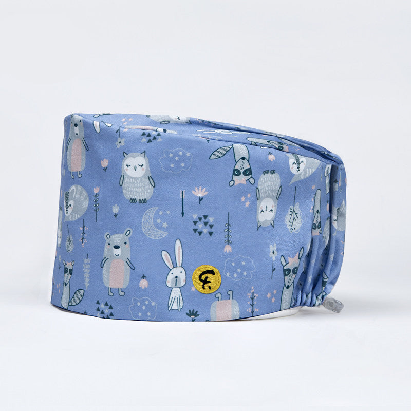 Nurse Beanie Elastic Cap Doctor Work Cap Printed Surgical Oral Head Cap Cotton Breathable for Men and Women