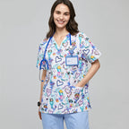 Clothes printed pet doctor nurse work uniform brush hand clothes men's and women's little nurses