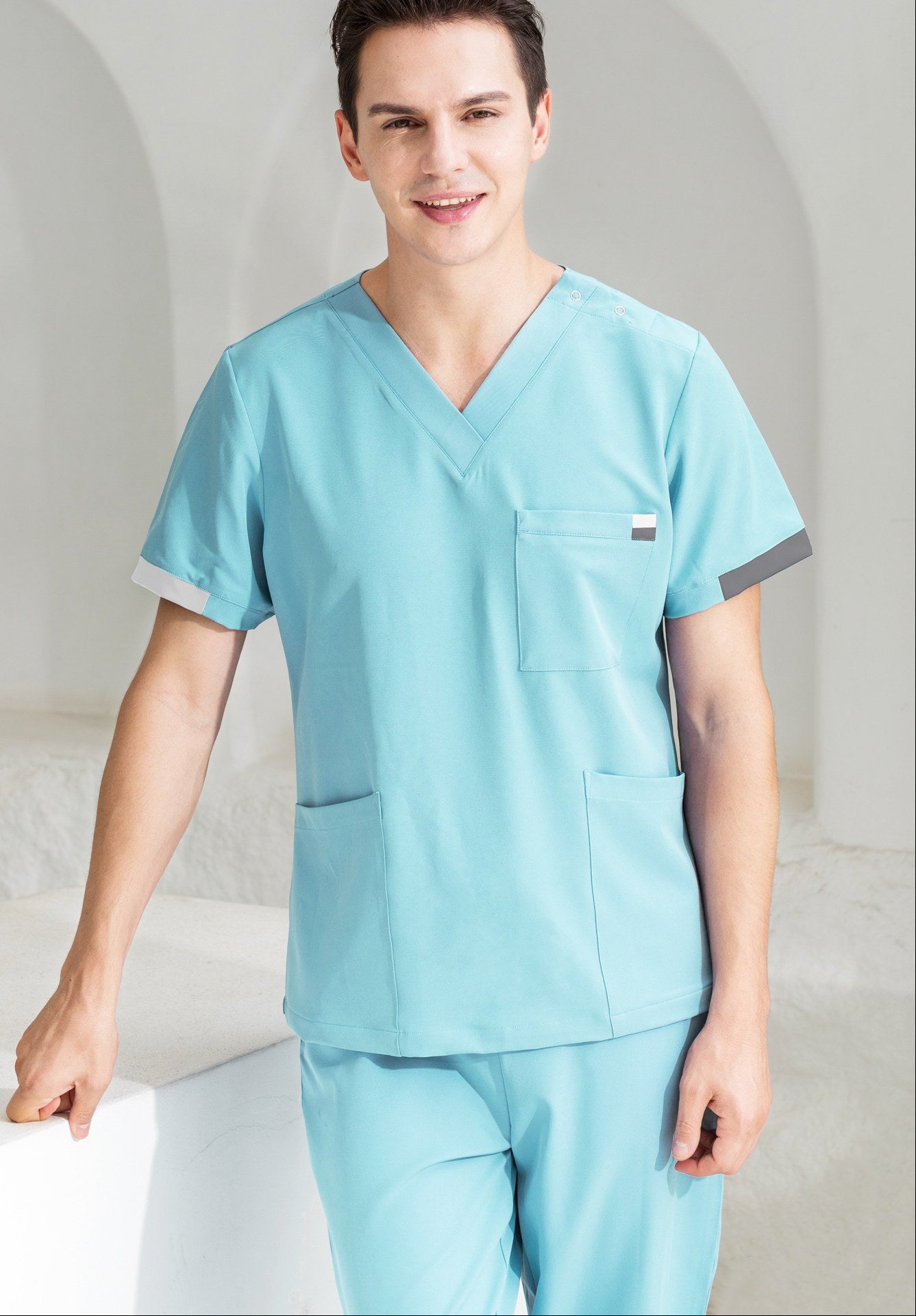 Uniform Unisex Stretch Quick Dry Stomatology Short Sleeve Hand Wash ZaqZeq Medical Care Professional Set