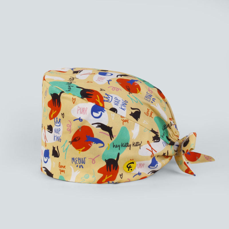 Surgical Cap Cotton Work Hat Gourd Hat Cartoon Print Breathable Hat Sweat Wicking Spring and Summer