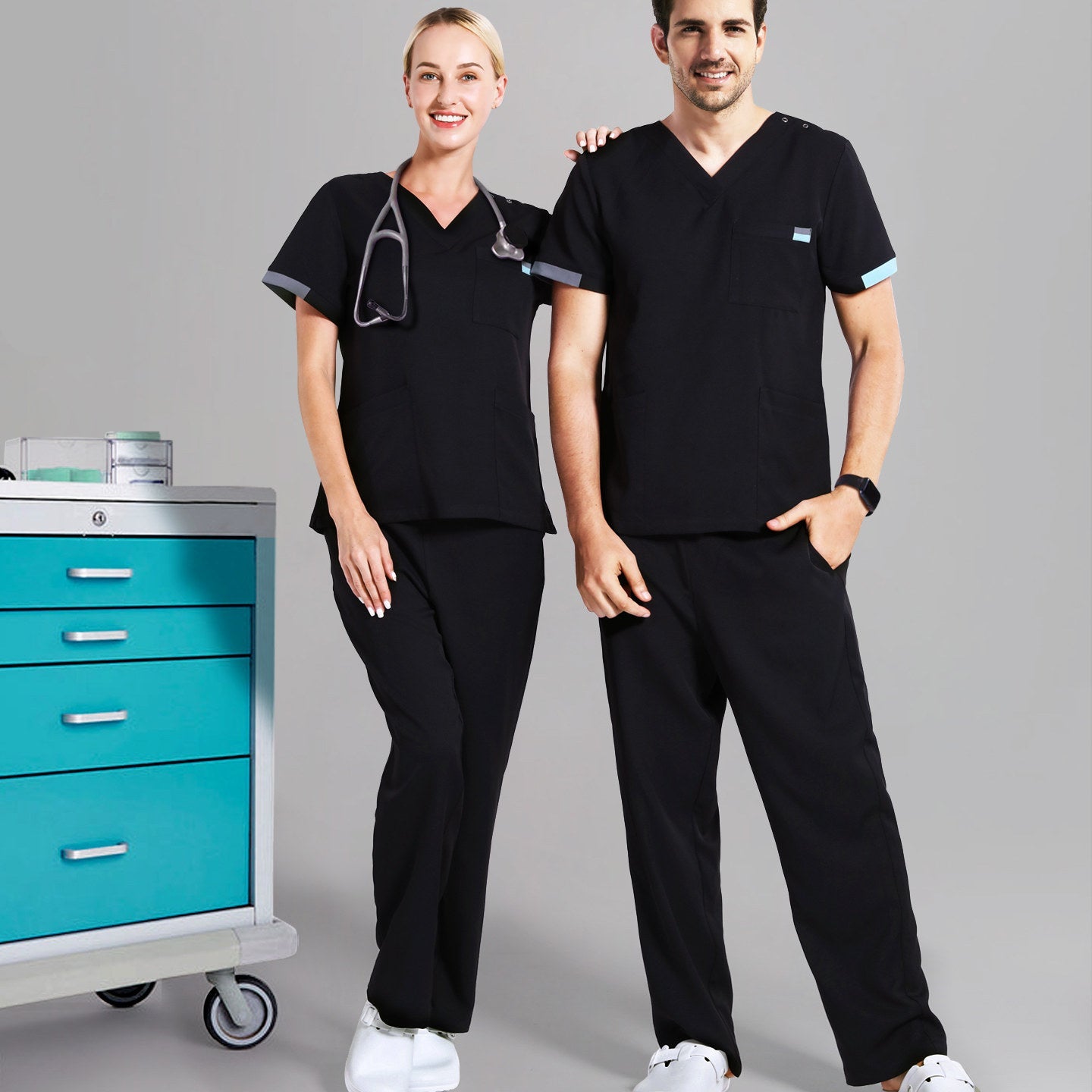 Uniform Unisex Stretch Quick Dry Stomatology Short Sleeve Hand Wash ZaqZeq Medical Care Professional Set