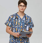 Clothes printed pet doctor nurse work uniform brush hand clothes men's and women's little nurses