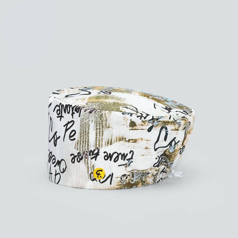 Nurse Beanie Elastic Cap Doctor Work Cap Printed Surgical Oral Head Cap Cotton Breathable for Men and Women