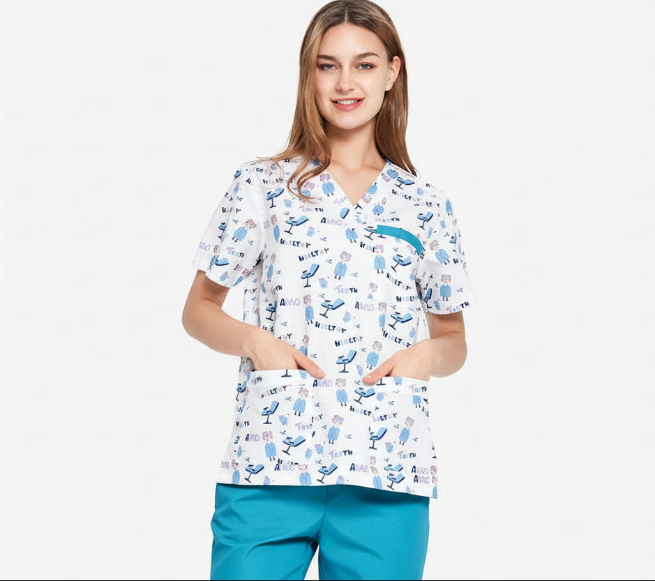 Printed hand washing clothes dinosaur begonia rabbit comfortable breathable overalls surgical gowns men's and women's dentistry, pediatrics
