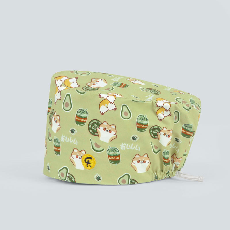 Nurse Beanie Elastic Cap Doctor Work Cap Printed Surgical Oral Head Cap Cotton Breathable for Men and Women