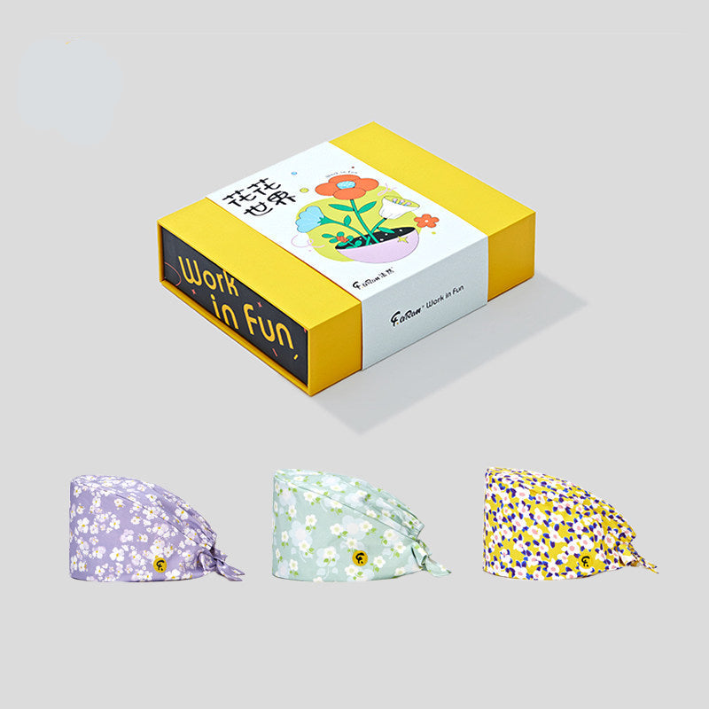 Gourd hat doctor nurse surgical cap print dental clinic work hat flower flower world spring