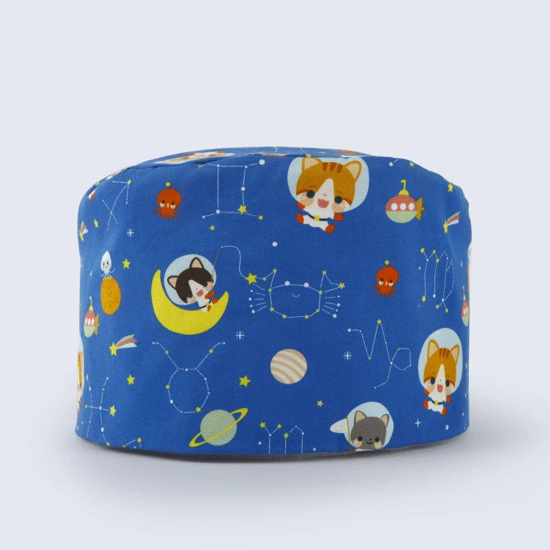 Faran Surgical Cap Doctor Nurse Printed Hat Pet Home Dental Work Hat Planet Guardian Meow Summer