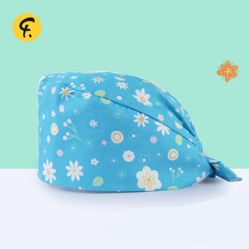 Faran Faran Printed Cotton Oral Dental Work Cap Dust Cap Pet Salon Beauty Salon Cap Wrap Cap