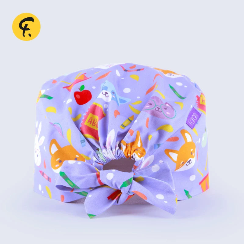Faran Printed Hat Pet Hospital Grooming Work Hat Gourd Hat Women Cotton Oral Yard Hat Dust Hat Woman