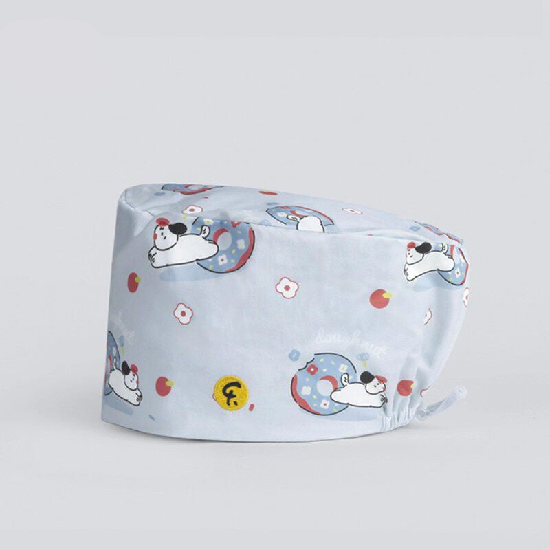 Nurse Beanie Elastic Cap Doctor Work Cap Printed Surgical Oral Head Cap Cotton Breathable for Men and Women