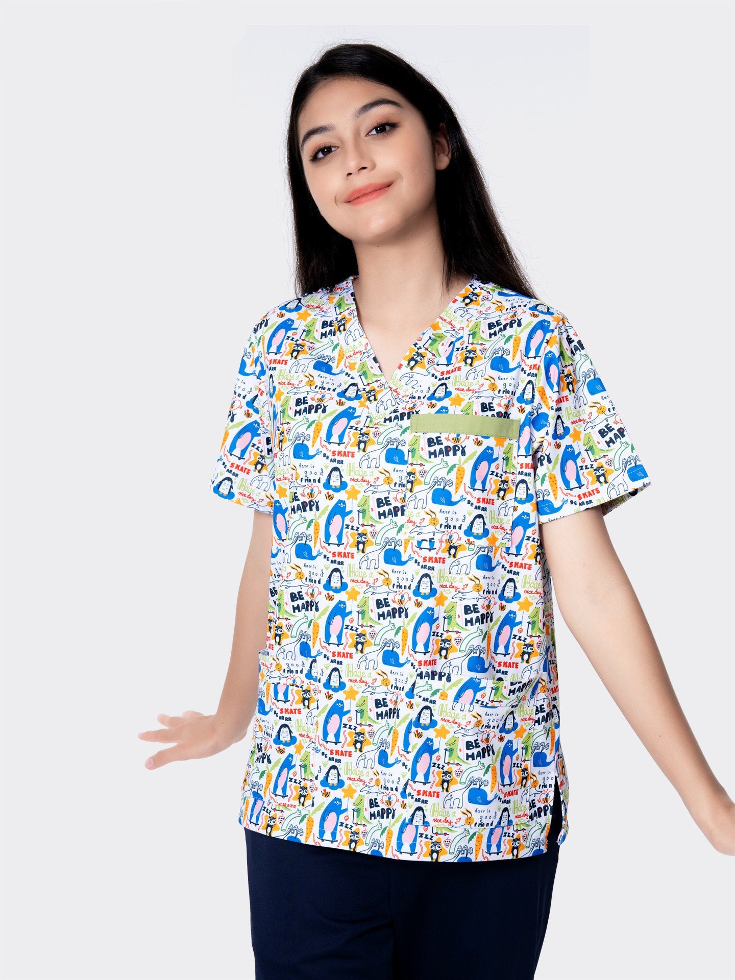 Printed hand washing clothes dinosaur begonia rabbit comfortable breathable overalls surgical gowns men's and women's dentistry, pediatrics