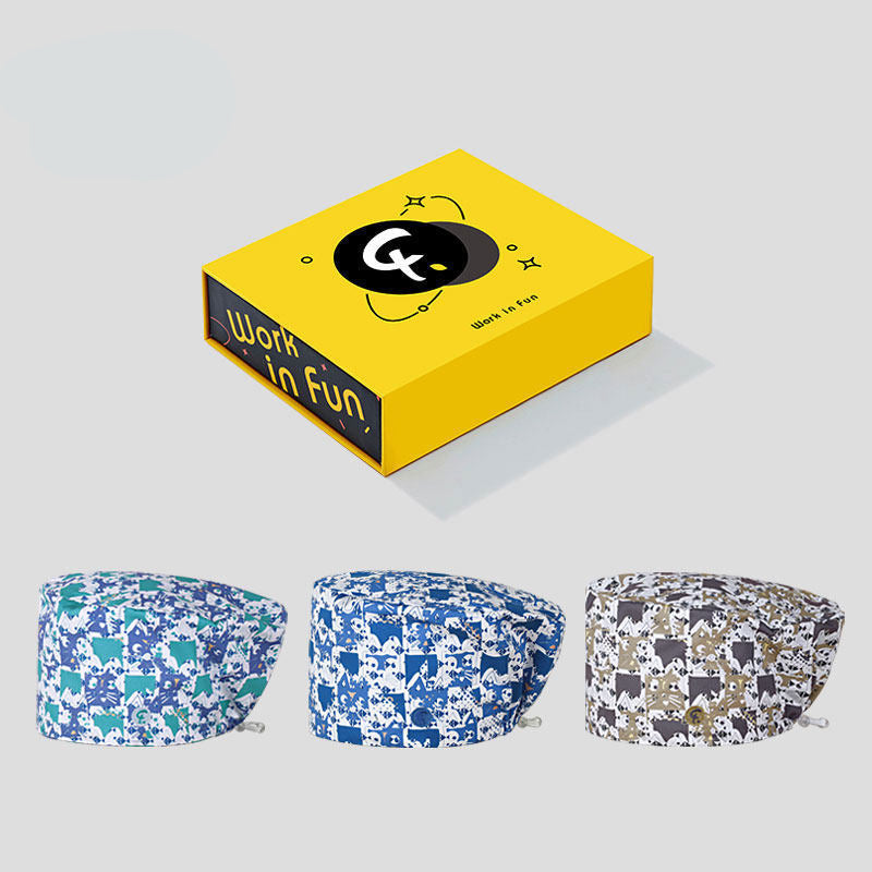 Fashion Beanie Work Hat Doctor Nurse Head Wrap Surgical Cap Sweat Absorbent Sweat Towel Full Geometry