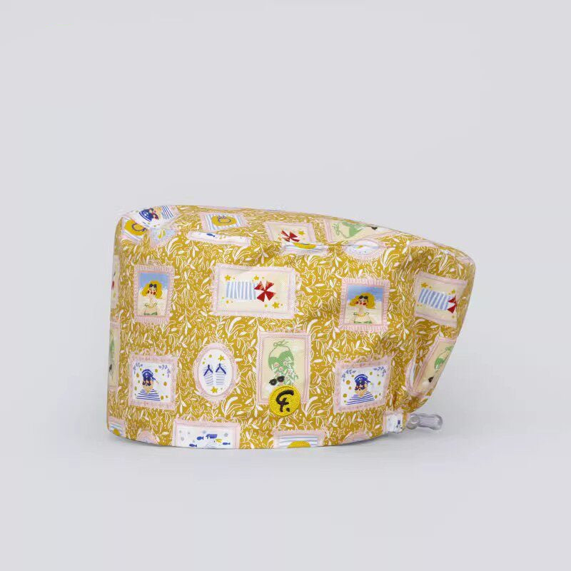 Nurse Beanie Elastic Cap Doctor Work Cap Printed Surgical Oral Head Cap Cotton Breathable for Men and Women