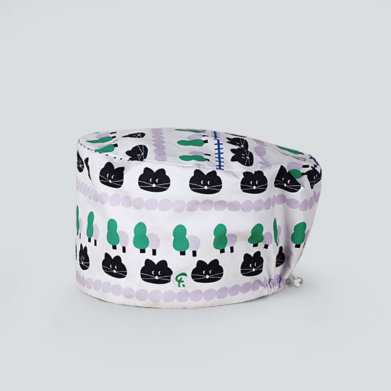 Surgical cap, doctor nurse work cap, toe cap, beanie hat print, cotton romantic purple rhyme