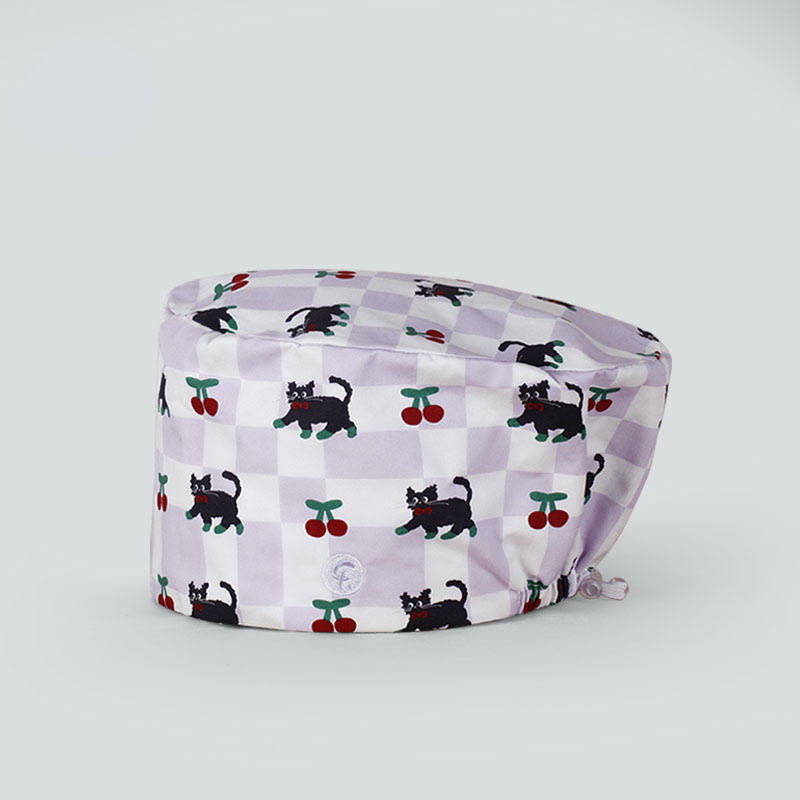 Surgical cap, doctor nurse work cap, toe cap, beanie hat print, cotton romantic purple rhyme