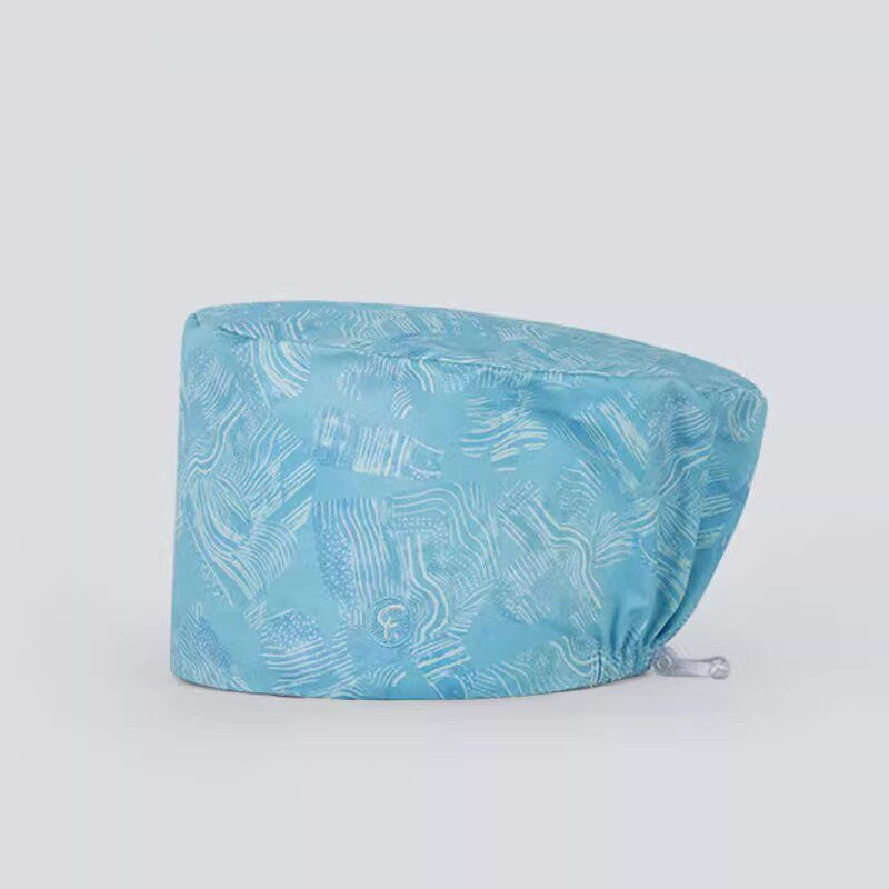 Nurse Beanie Elastic Cap Doctor Work Cap Printed Surgical Oral Head Cap Cotton Breathable for Men and Women