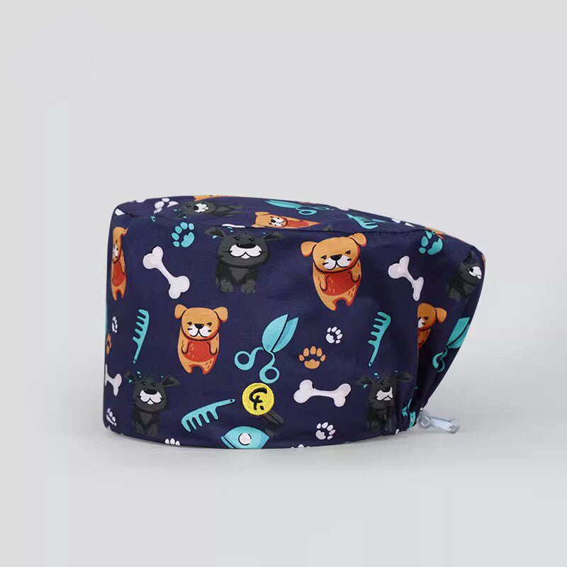 Nurse Beanie Elastic Cap Doctor Work Cap Printed Surgical Oral Head Cap Cotton Breathable for Men and Women