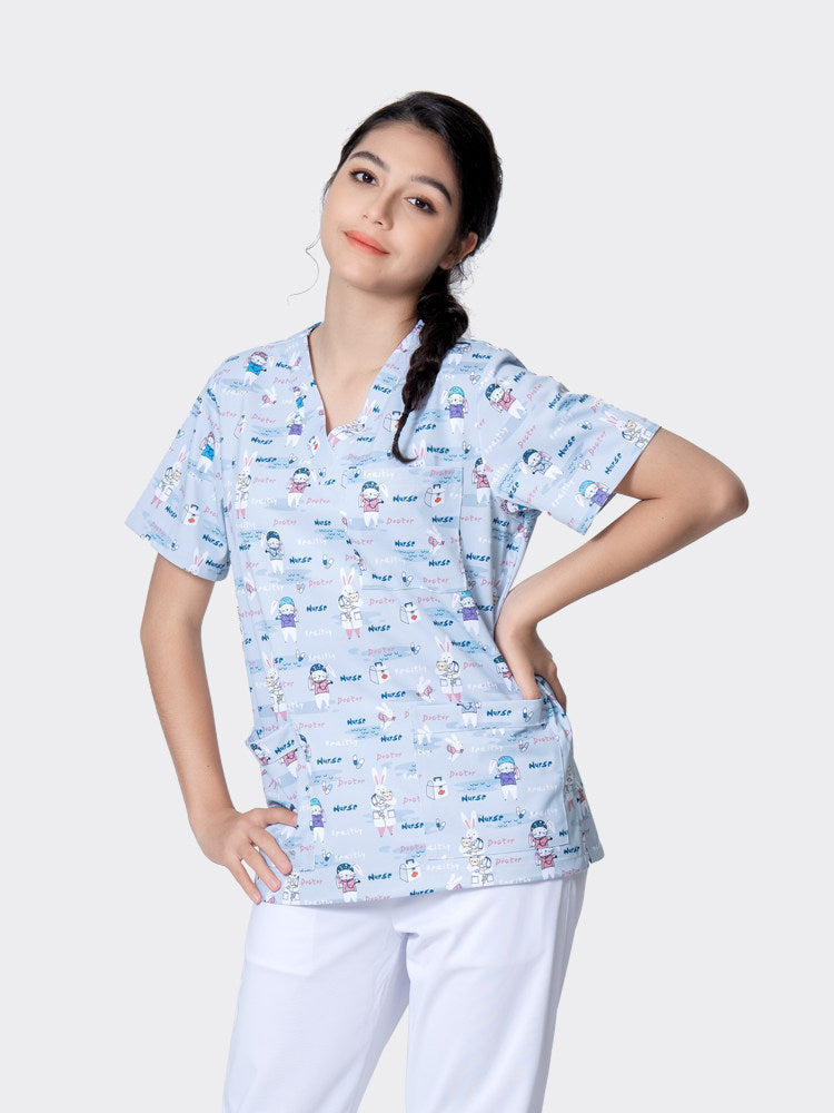 Clothes printed pet doctor nurse work uniform brush hand clothes men's and women's little nurses