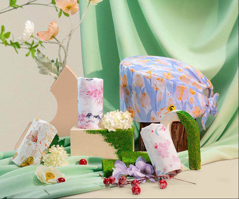 Fashion printed hat doctor nurse work hat cotton surgical cap sweat towel spring series