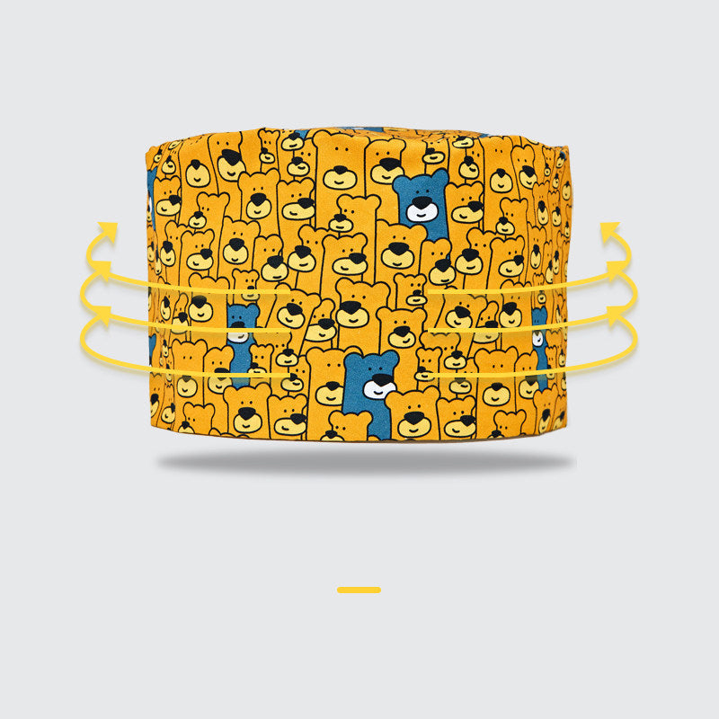 Doctor Nurse Cartoon Print Casual Beanie Surgical Cap Men & Women Summer Bear Haunt