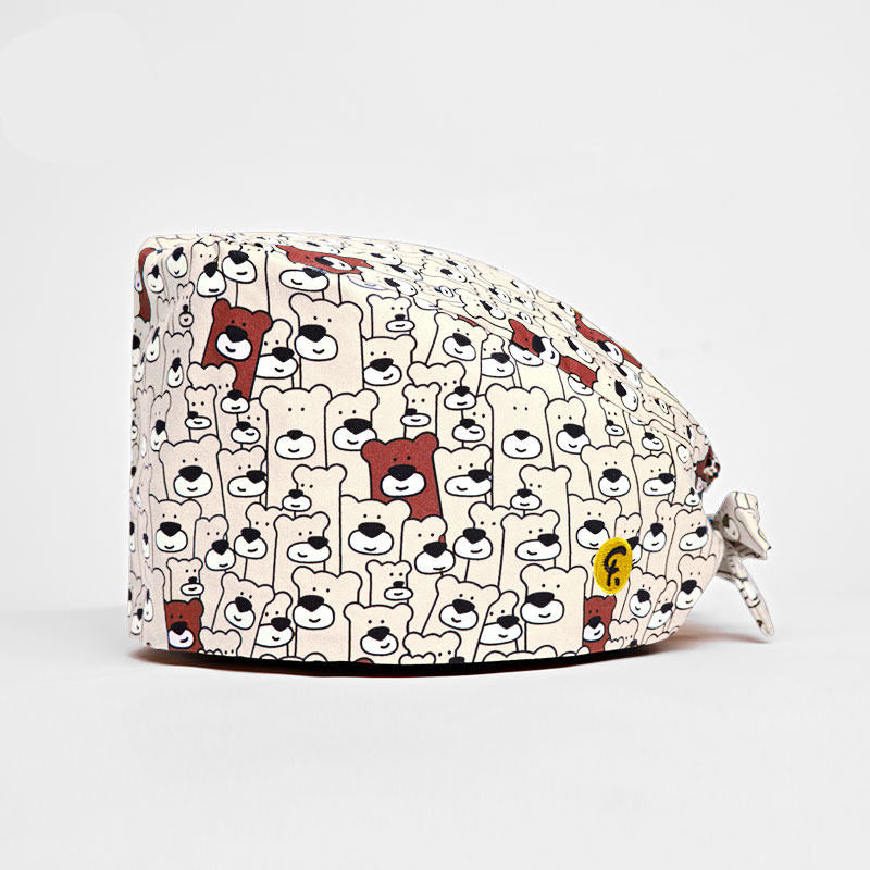 Doctor Nurse Cartoon Print Casual Beanie Surgical Cap Men & Women Summer Bear Haunt
