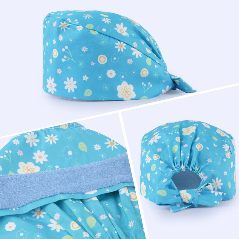 Faran Faran Printed Cotton Oral Dental Work Cap Dust Cap Pet Salon Beauty Salon Cap Wrap Cap