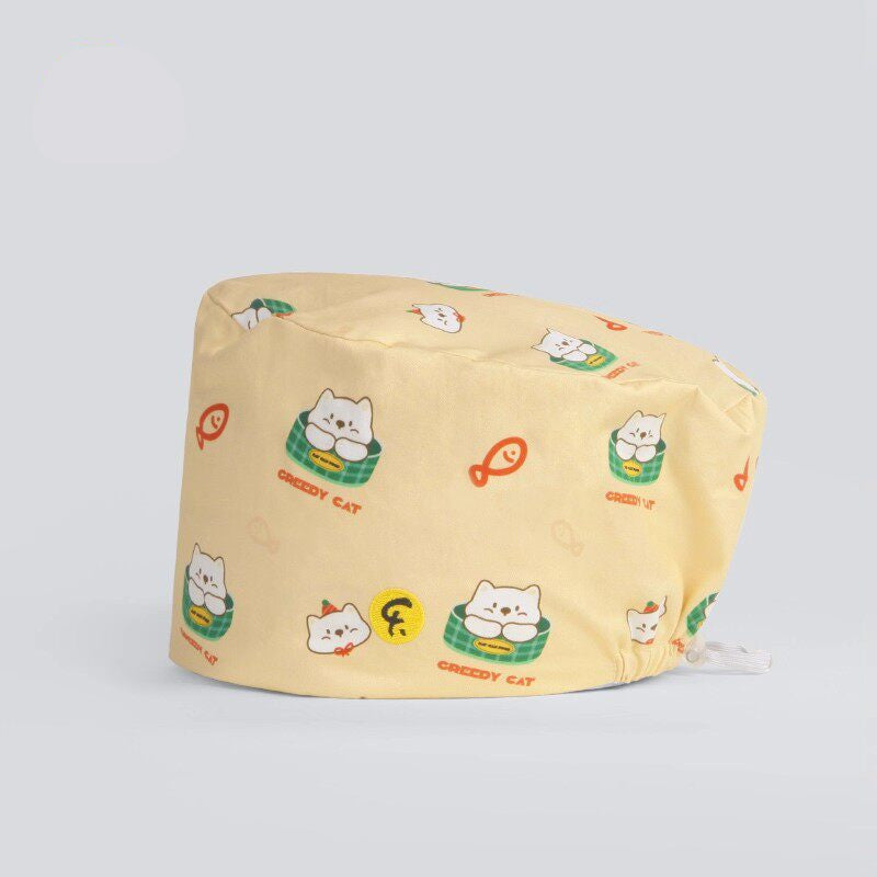 Nurse Beanie Elastic Cap Doctor Work Cap Printed Surgical Oral Head Cap Cotton Breathable for Men and Women