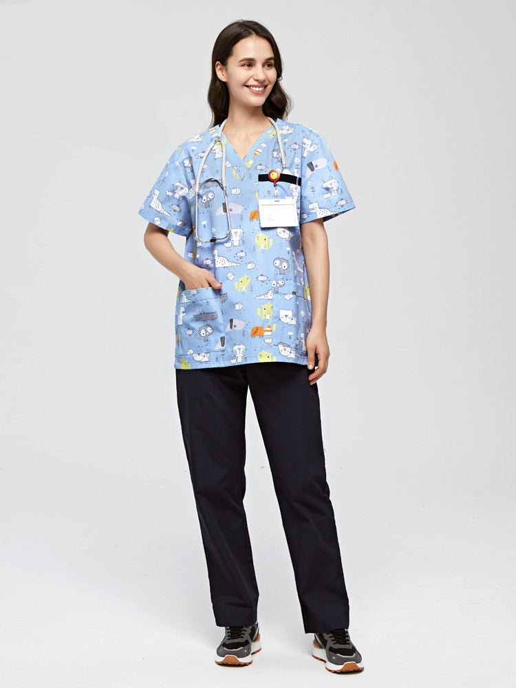 Printed hand washing clothes dinosaur begonia rabbit comfortable breathable overalls surgical gowns men's and women's dentistry, pediatrics