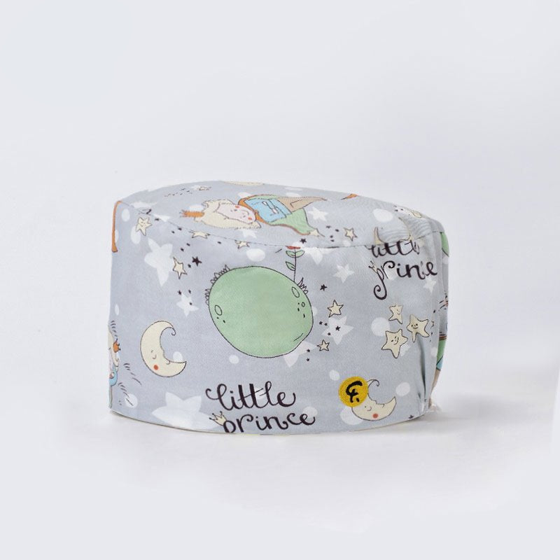 Nurse Beanie Elastic Cap Doctor Work Cap Printed Surgical Oral Head Cap Cotton Breathable for Men and Women