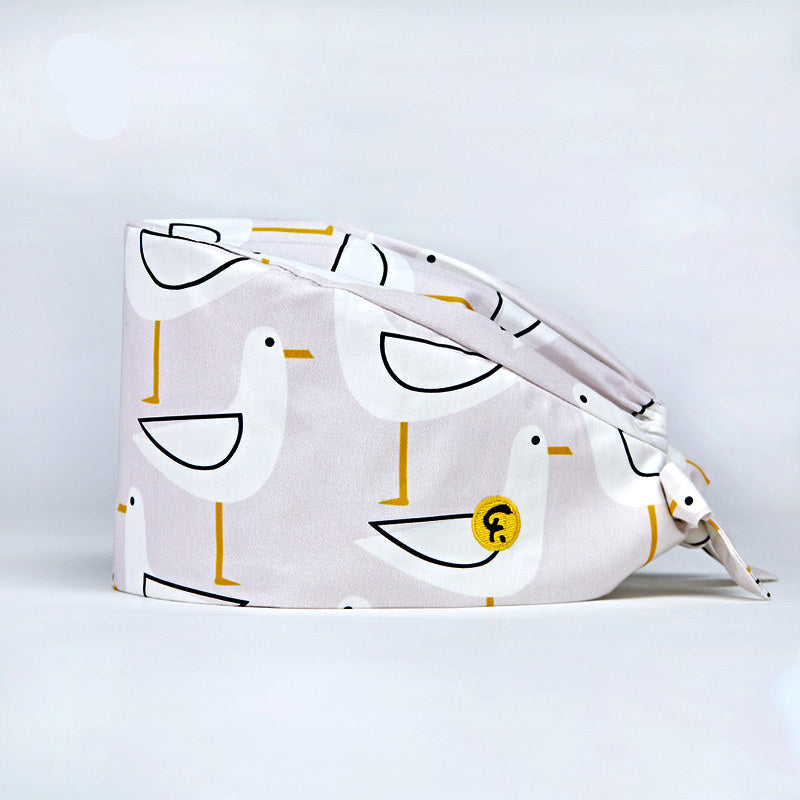 Surgical Cap Cotton Work Hat Gourd Hat Cartoon Print Breathable Hat Sweat Wicking Spring and Summer