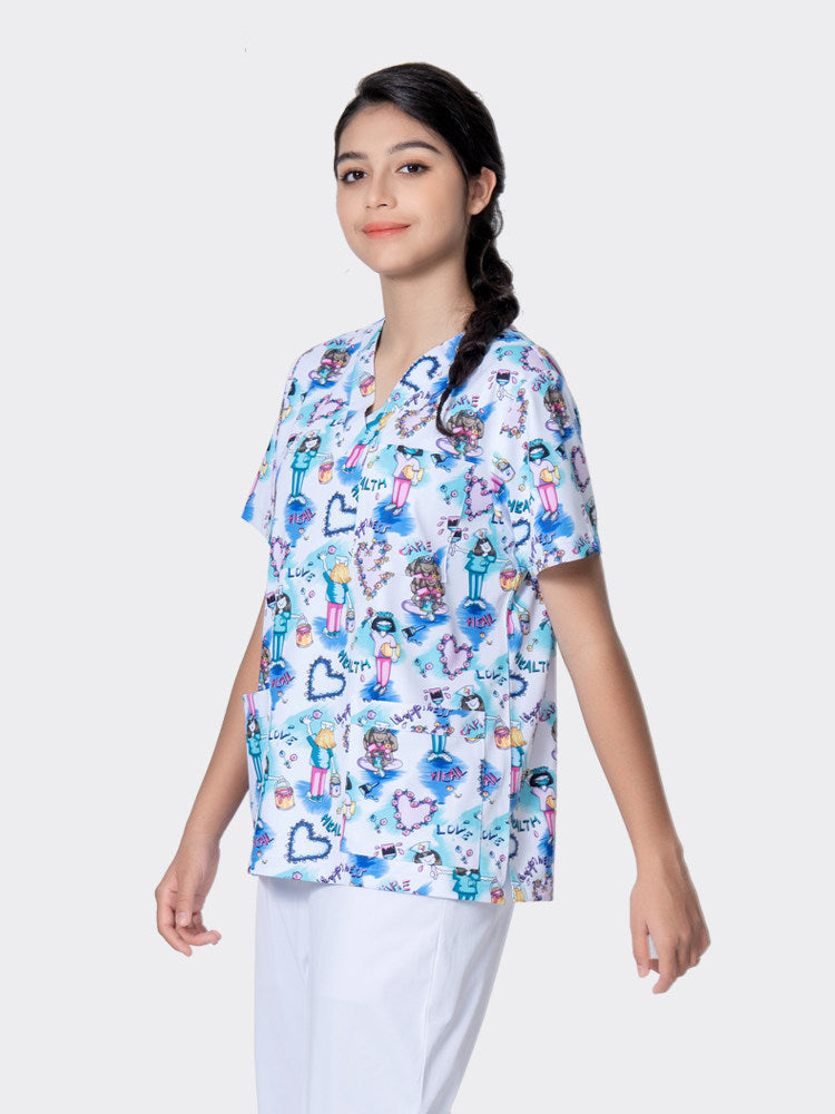 Clothes printed pet doctor nurse work uniform brush hand clothes men's and women's little nurses