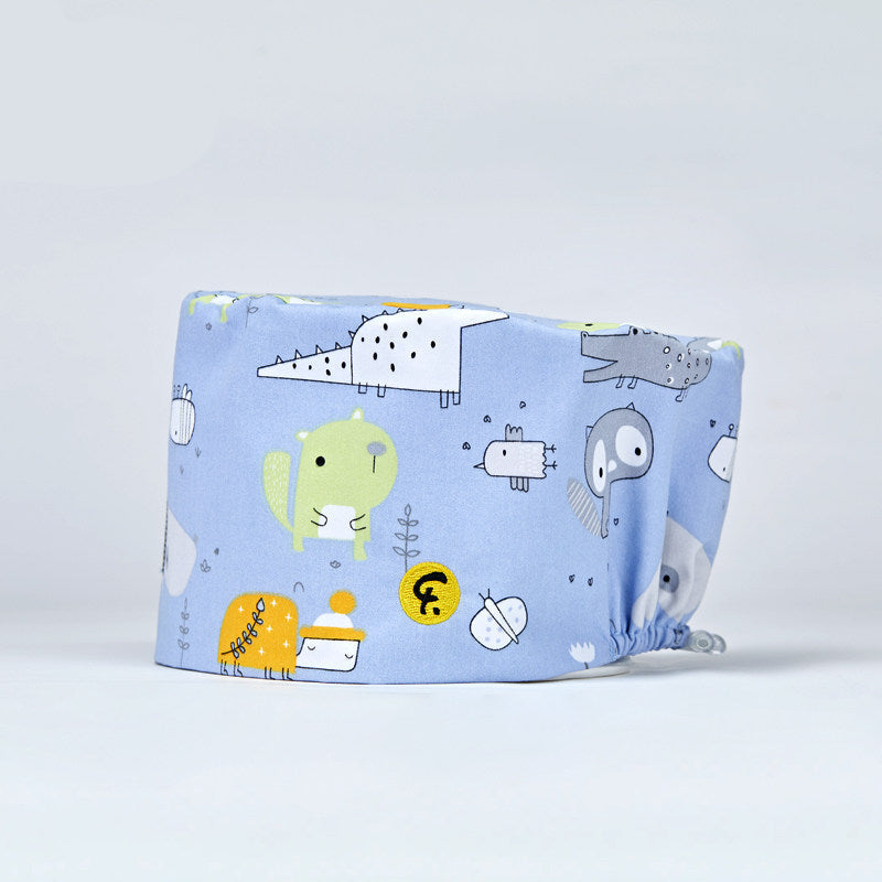 Nurse Beanie Elastic Cap Doctor Work Cap Printed Surgical Oral Head Cap Cotton Breathable for Men and Women