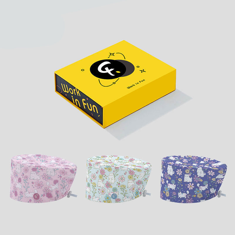 Floral Cotton Scrub Cap – Soft, Breathable & Adjustable Work Hat