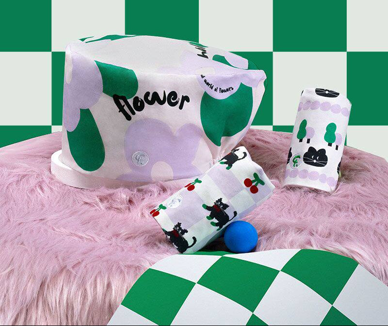 Surgical cap, doctor nurse work cap, toe cap, beanie hat print, cotton romantic purple rhyme